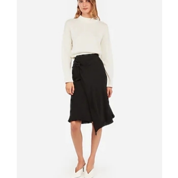 Express Dresses & Skirts - Express Satin Twist Front Asymmetrical Midi Skirt